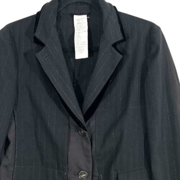 Marithe Francois Girbaud Stripe Velvet Long Jacket Black Size 29  Pre-Loved - Picture 6 of 9